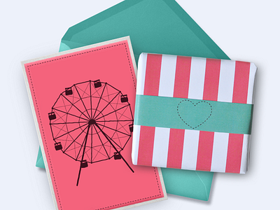 Breakup Kit breakup broken heart card ferris wheel greeting card heart illustration linework product vector wrapping paper