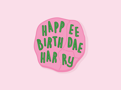 Happee Birthdae Harry! birthday cake flat food happy birthday harry potter icon illustration invitation invite linework typography vector