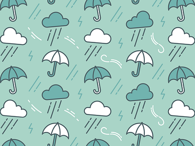 Storms & Seas Pattern flat icon illustration linework owlcrate packaging pattern rain simple storm umbrella vector