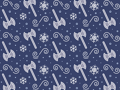 Winter Battle Pattern ax flat illustration linework owlcrate packaging pattern snow snowflake vector winter