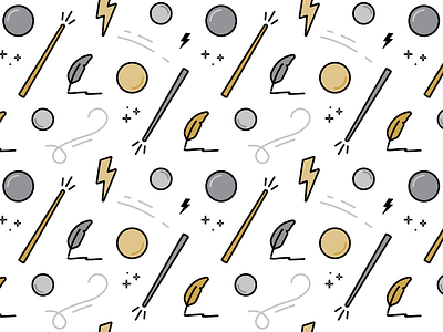 Order of the Phoenix Pattern flat harry potter icon illustration lightning linework orb owlcrate packaging pattern vector wand