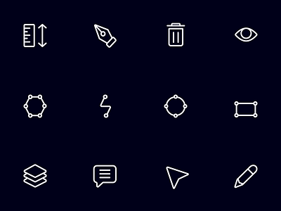Icons for interactive map b2b chat delete design eye figures icons layers map navigation pencil ruler saas ui ux