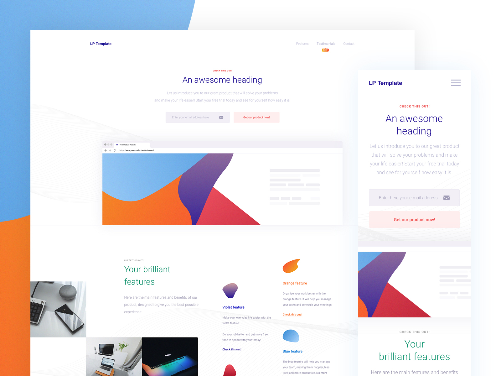 All-purpose landing page freebie by Daftcode on Dribbble