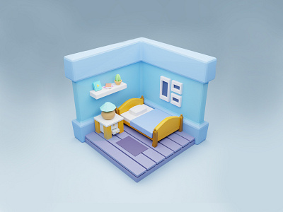 Stylised 3D Bedroom 3d blender design modelling stylised