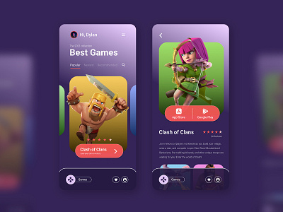 App Store (Games) UI Design app branding design gaming mobile design redesign ui ux