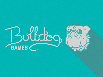 Bulldog Games branding design lettering logo teal typography