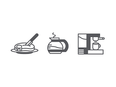 Cafe Icons coffee coffee pot design espresso machine icons illustration pancakes thick lines vector