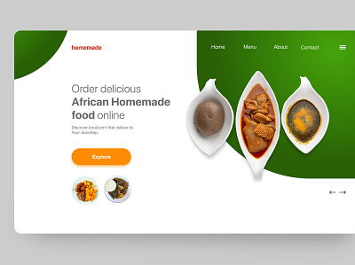 Home made food Landing Page graphic design