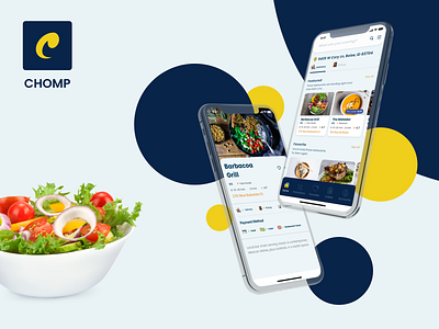 Chomp - Food ordering app adobexd concepts deliveroo delivery food food and beverage food and drink food app fooddelivery grabfood iphonex mobile mockup photoshop pizza salad transparent iphone ubereats xd xd design