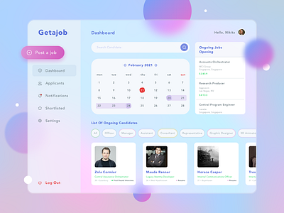 Getajob Job Management Dashboard adobexd apply careers page company dashboard dashboard ui design desktop desktop design hiring hiring platform human resources job listing management management app platform resume staffing ui ux