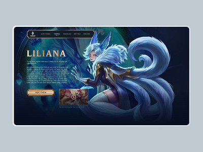 Liliana Landing Page adobexd arena champions characters design desktop game game ui girls hero interfaces landing landing page landing page desktop league liliana moba ui ux valor