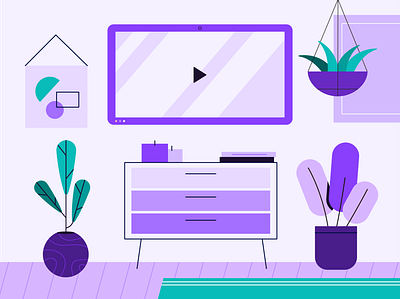 purple theme art candle design illustration plants scene tech tv vector