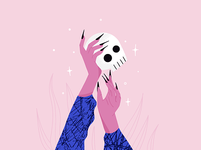 spooky szn ✨ art flames halloween hands illustration nails plants procreate skull spooky texture