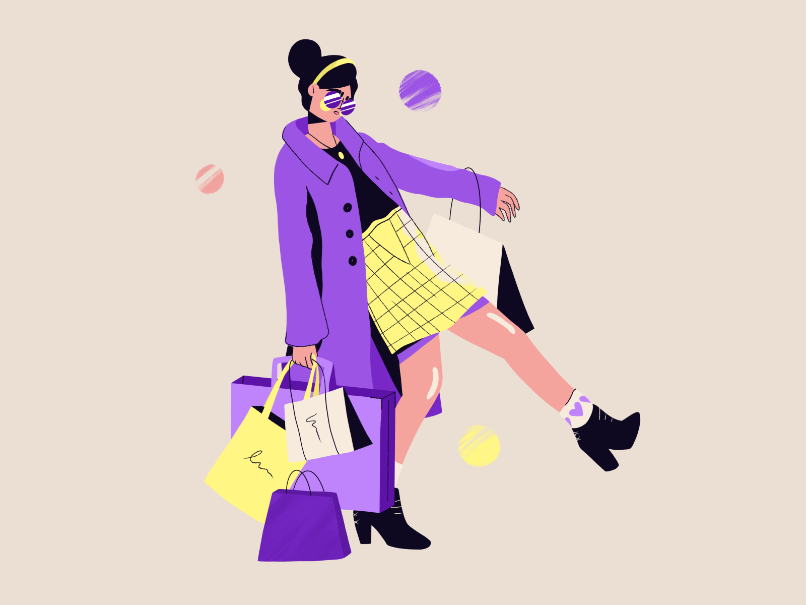 ~ shopaholic confessions ~ art bags boots character design drawing girl illustration people procreate shopping sunglasses