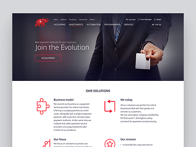 Acquiring WIP clean design minimal red risbolv ui ux web website
