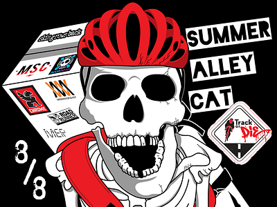 Summer Alley Cat alley cat cycling fixed gear flyer illustrator new york city nyc promo track bike vector