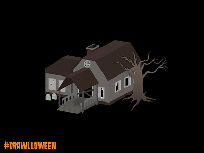 Drawlloween Day 7: Haunted House drawlloween dribbble gradient halloween haunted haunted house house icon illustrator jackolantern october vector