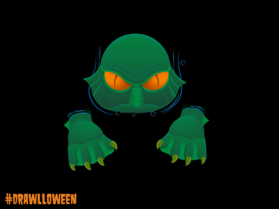 Day 19: Creature From The Black Lagoon creature from the black lagoon drawlloween dribbble halloween horror icon illustrator october vector
