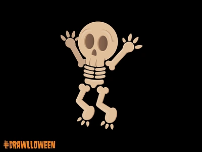 Day 24: Skeleton drawlloween dribbble flat flat design gradient halloween icon illustrator october skeleton ui vector