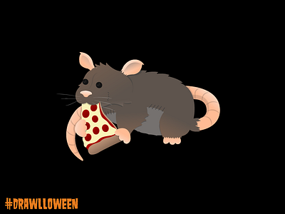 Day 26: Rat drawlloween dribbble halloween icon illustrator october pizza pizza rat rat vector