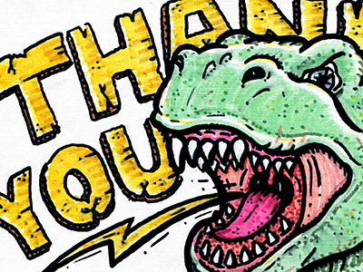 Flash Back Friday dinosaur handdrawn illustration prisma thank you type typography