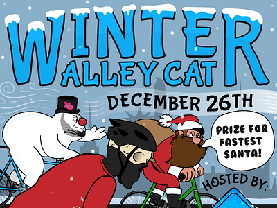 Merry Christmas!! alley cat cycling decemeber illustrator santa snowman vector winter