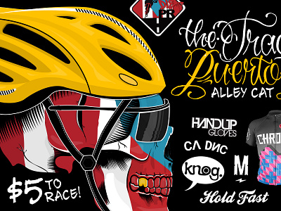 TOD is hosting a race in Puerto Rico! cycling fixed gear hand drawn helmet illustrator skull track bike typography vector
