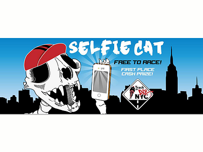 Selfie Cat Facebook Event Banner banner bones cat cycling event facebook fixed gear fixie new york city selfie skeleton