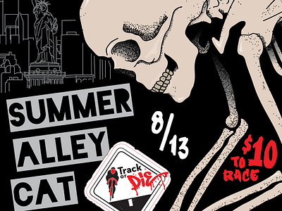 TOD Summer Alley Cat 2016 bike cycling fixed gear fixie jersey nyc race skeleton skull stipple track bike