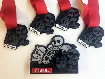6th Annual Summer Alley Cat bike cycling fixed gear fixie hand drawn logo medals skulls