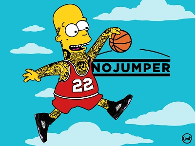 I'm ballin' like an athlete but got no jumper. bart bootleg clouds flat hypebeast parody simpson supreme tattoos ui ux vector