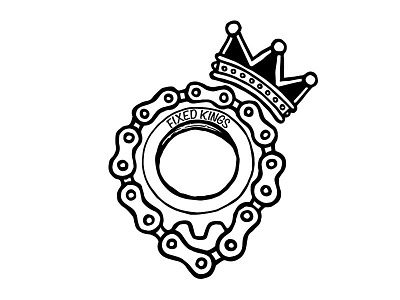 Fixed Kings bike chain crown cycling fixed gear flat hand drawn king logo