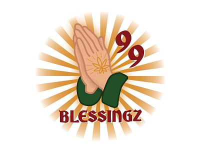 99 Blessingz 420 flat hands logo pray typography ui ux vector weed