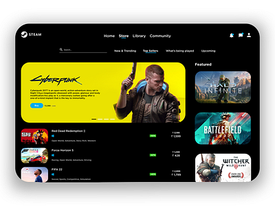 Steam.design app mockup by Rajath R on Dribbble