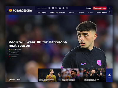 FC Barcelona Website Redesign barca barcelona branding fc football graphic design redesign ui uiux ux webpage website