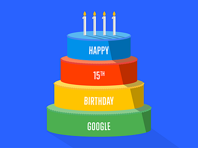 Happy Birthday Google 15 binary birthday blue cake candle google green illustration party red yellow
