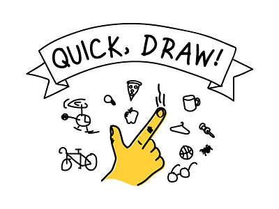 Quick Draw Logo finger google icon illustration line drawing quick draw yellow
