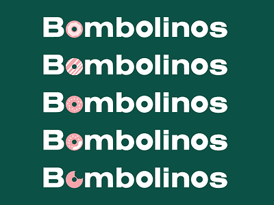 Bombolinos Logo bombolinos branding button donut green pink suit typography
