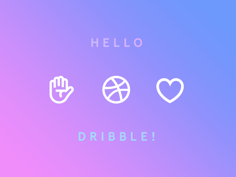 Hello there! dribbble logo first shot heart beat hello hi love nice to meet you purple gradient wave