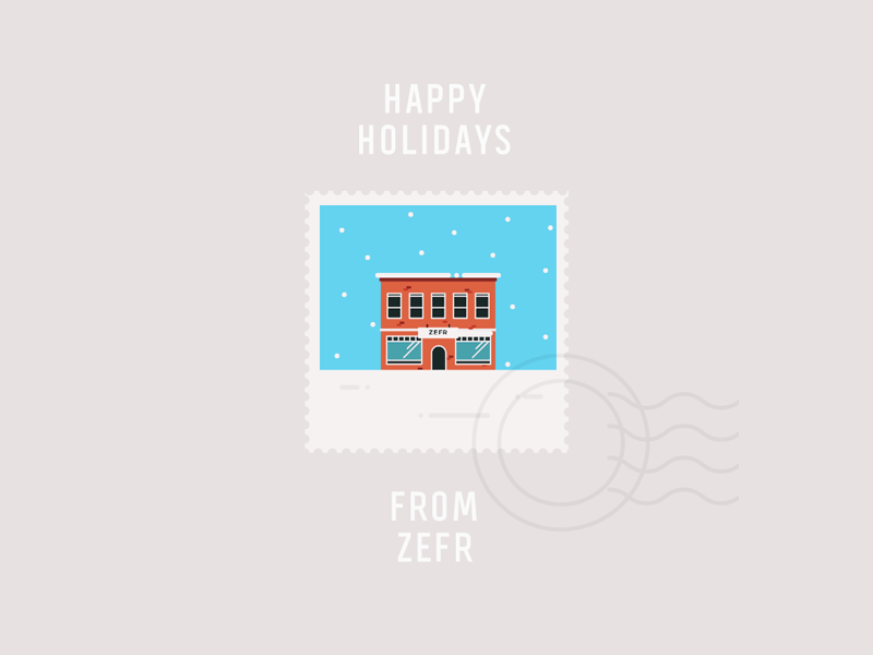 ZEFR Holiday Postcard abbot kinney building postcard snow