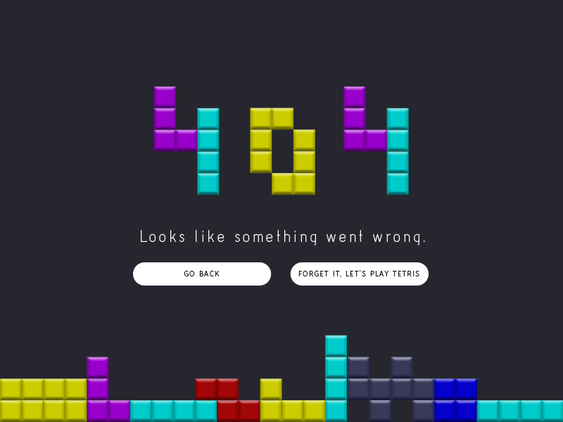 Daily UI - #008 404 Page 008 404 page animation challenge dailyui los angeles tetris ui