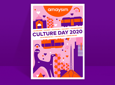 Culture Day 2020 corporate culture heart illustraion melbourne poster print teambuilding tram valentinesday