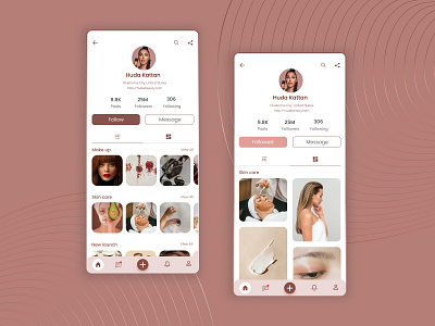 User profile for a beauty mogul - Huda Kattan 3d app branding design graphic design illustration typography ui ux