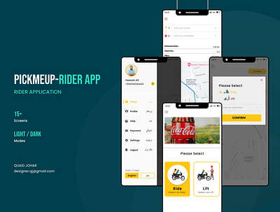 PICKMEUP-RIDER APP animation company mobile mobile application ride rider riderapp uiux user experience