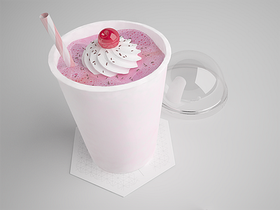 Milkshake Marmal 3d brand cup cup pad maya milkshake vray white