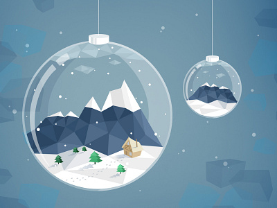 All we need is snow ball faceted flat glass illustration landscape low poly lowpoly mountain snow vector winter