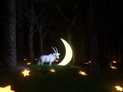 Night forest c4d octanerender 插图