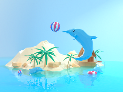 Dolphin c4d illustration