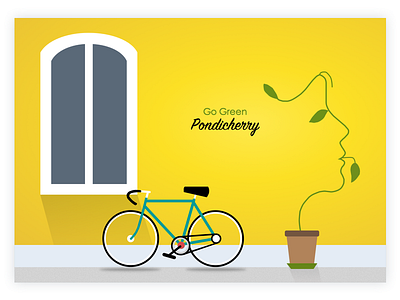 Go Green Pondicherry city global warming green illustration pondicherry