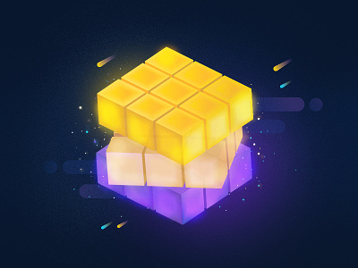 Space Cube abstract cube galaxy glow illustration louielyn mata